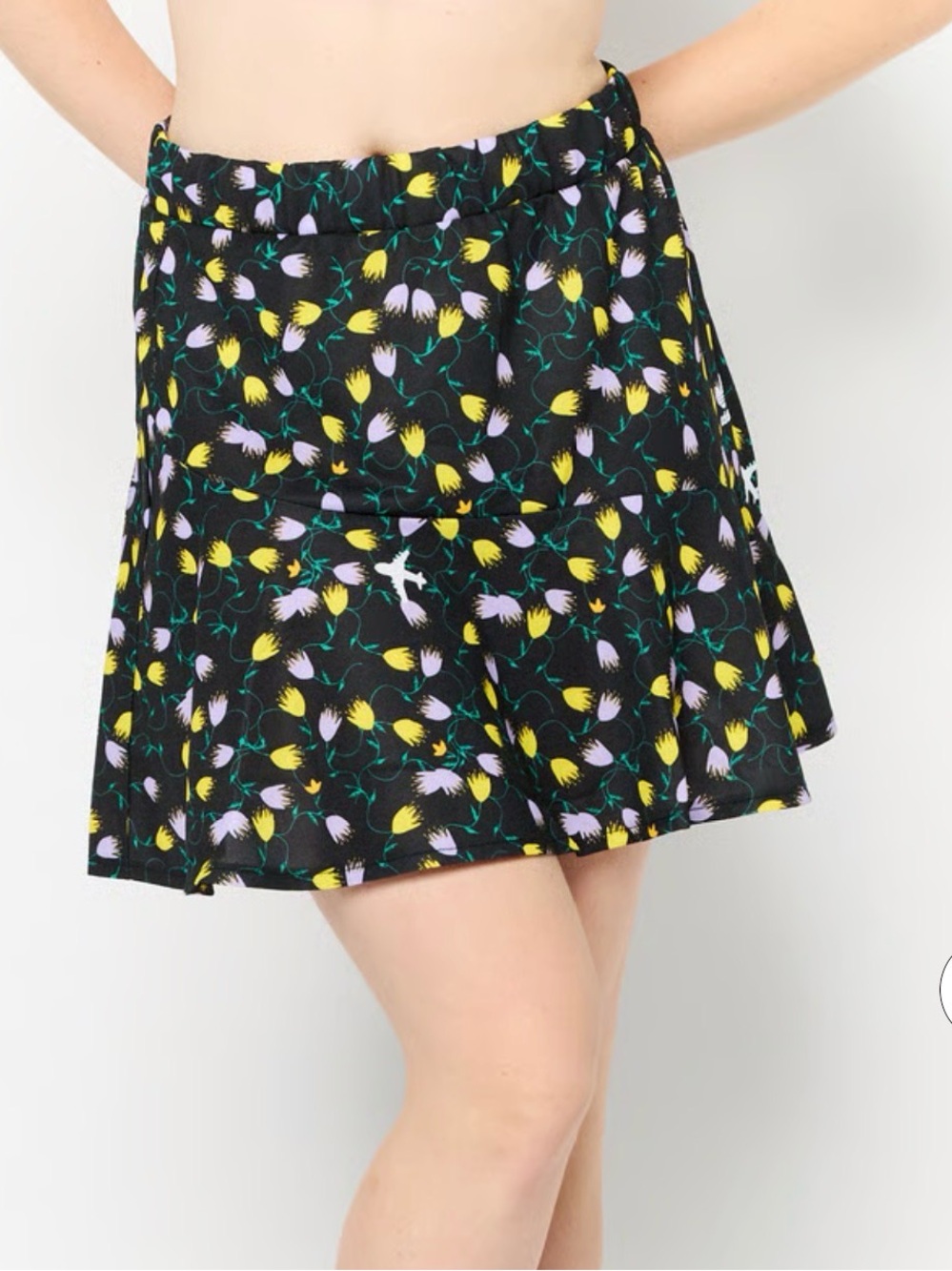 Adidas Originals Floral Tennis Skater Skirt Black Yellow Purple Size M